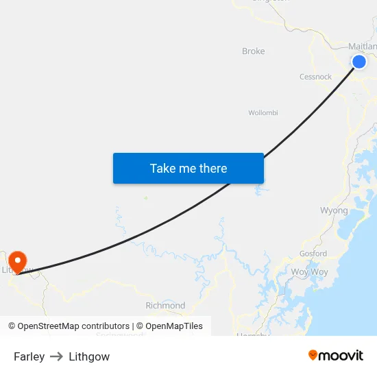 Farley to Lithgow map