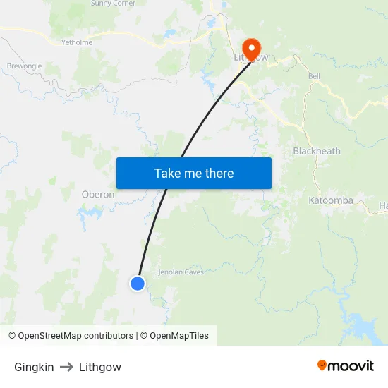 Gingkin to Lithgow map