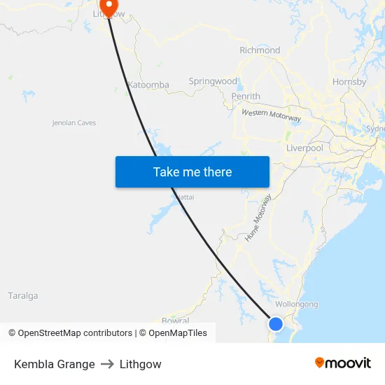 Kembla Grange to Lithgow map