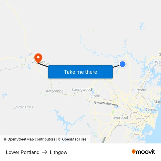 Lower Portland to Lithgow map