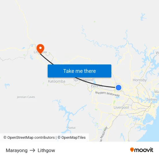 Marayong to Lithgow map
