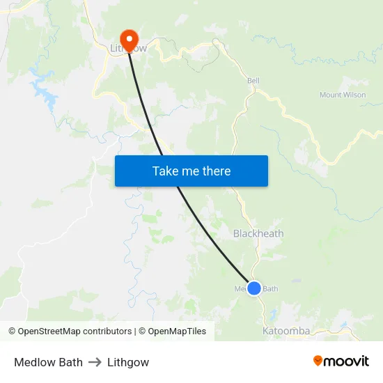 Medlow Bath to Lithgow map
