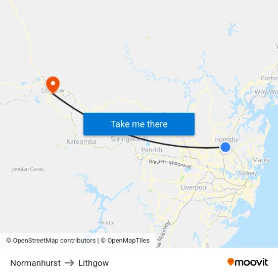 Normanhurst to Lithgow map