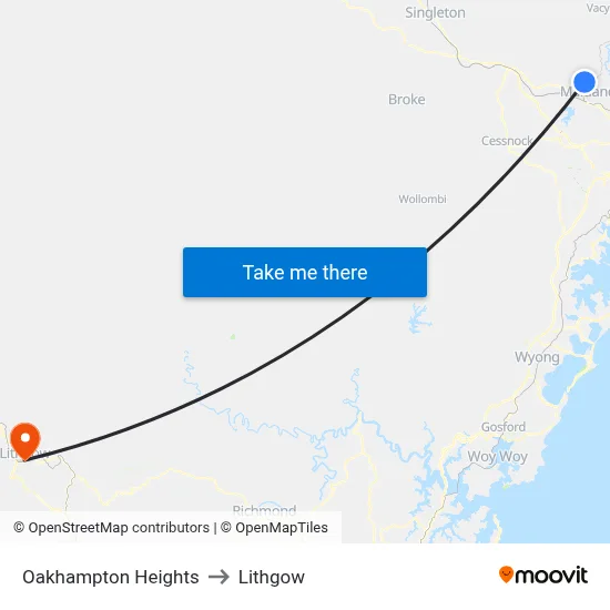 Oakhampton Heights to Lithgow map