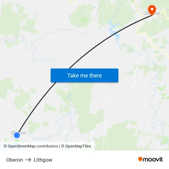 Oberon to Lithgow map