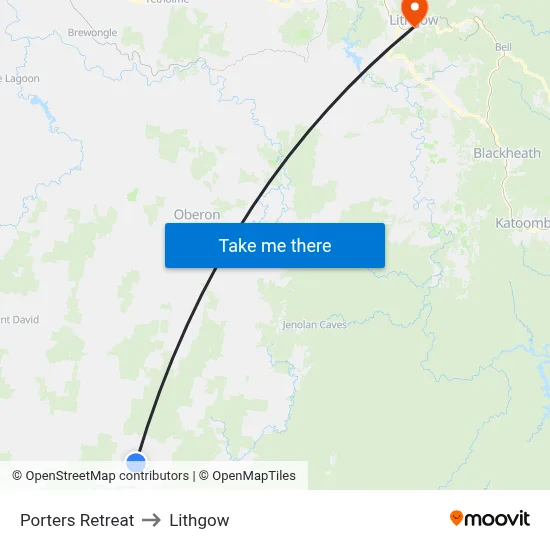Porters Retreat to Lithgow map