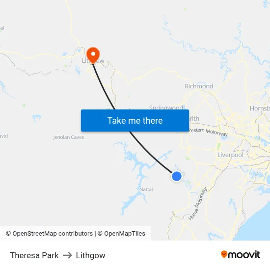 Theresa Park to Lithgow map