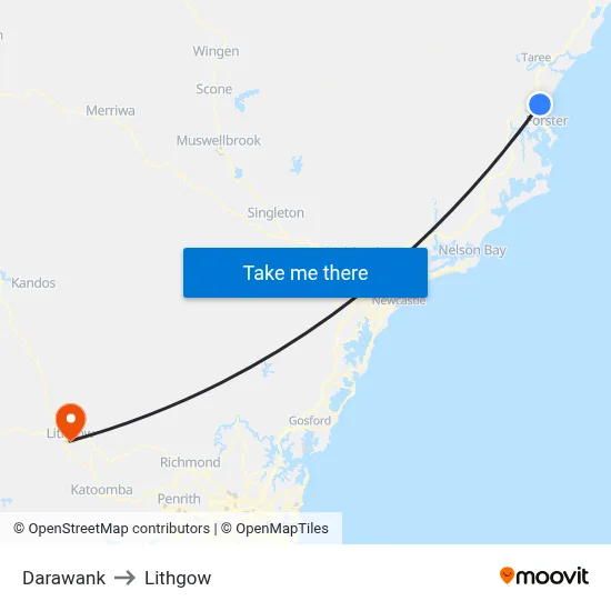 Darawank to Lithgow map