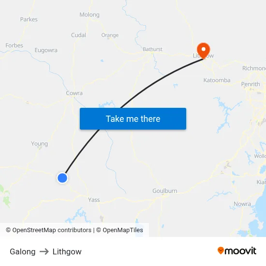 Galong to Lithgow map