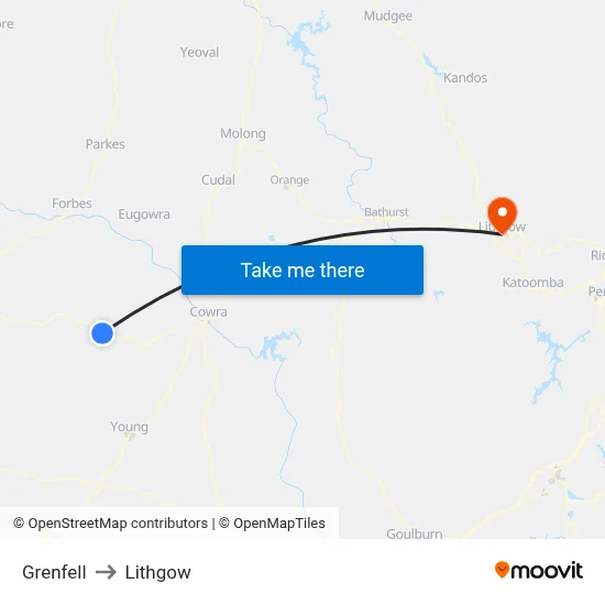 Grenfell to Lithgow map