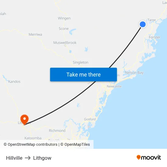 Hillville to Lithgow map