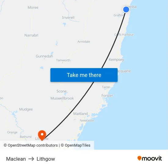 Maclean to Lithgow map