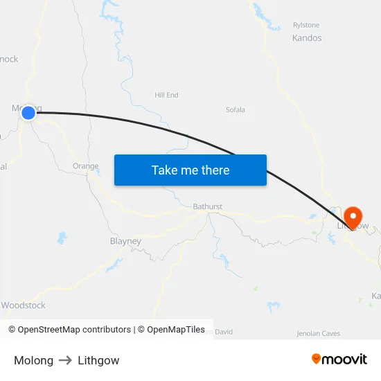 Molong to Lithgow map