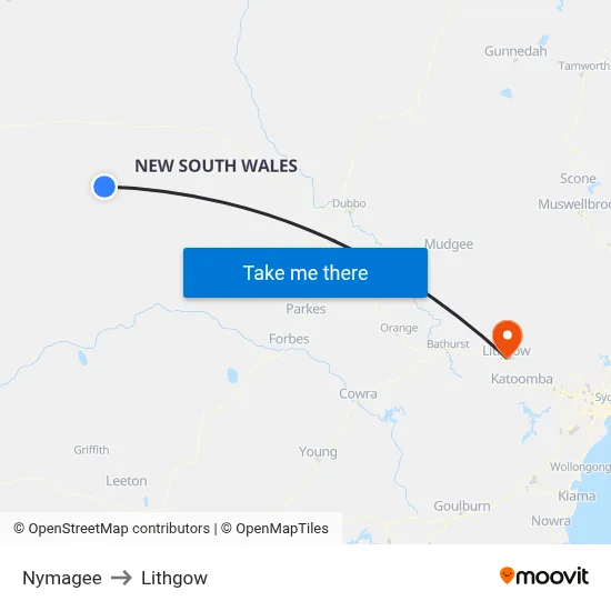 Nymagee to Lithgow map