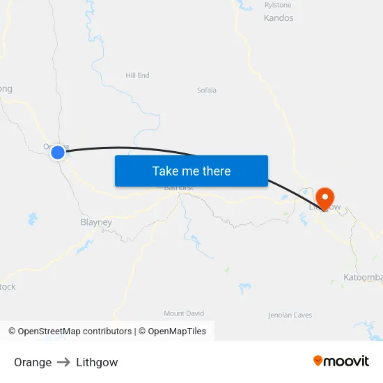 Orange to Lithgow map