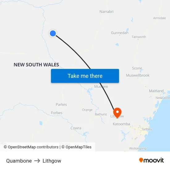 Quambone to Lithgow map