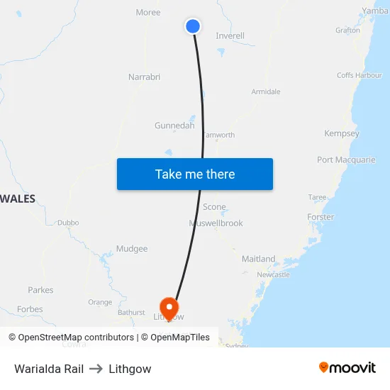 Warialda Rail to Lithgow map