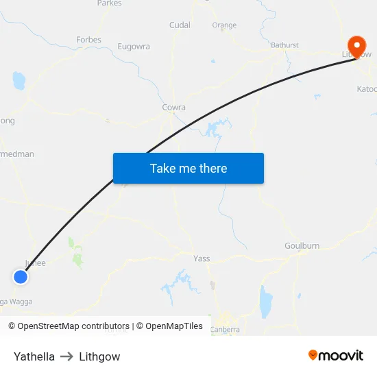 Yathella to Lithgow map