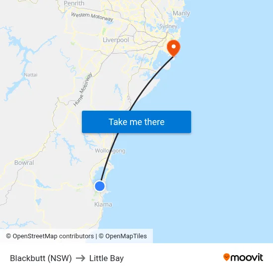 Blackbutt (NSW) to Little Bay map