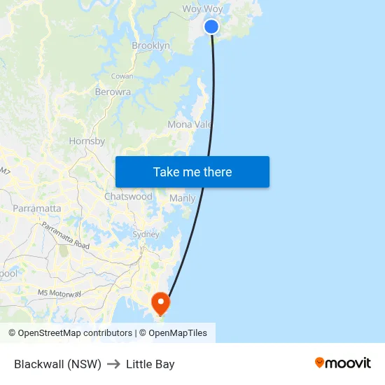 Blackwall (NSW) to Little Bay map