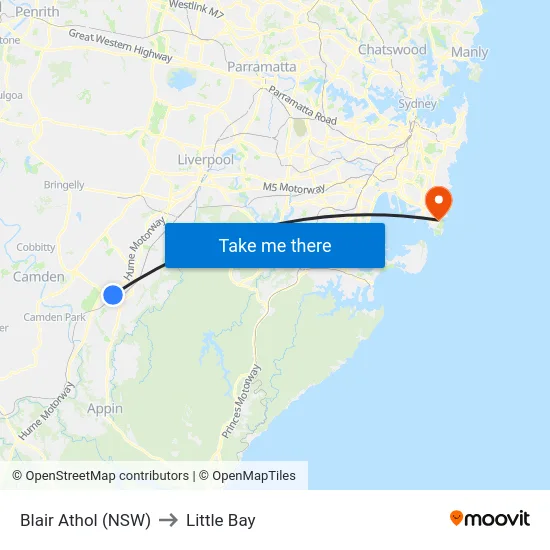 Blair Athol (NSW) to Little Bay map