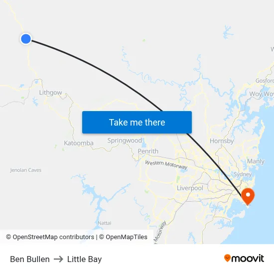 Ben Bullen to Little Bay map