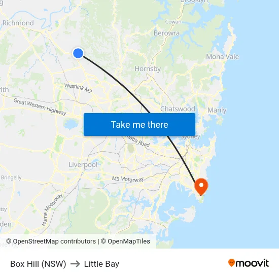 Box Hill (NSW) to Little Bay map