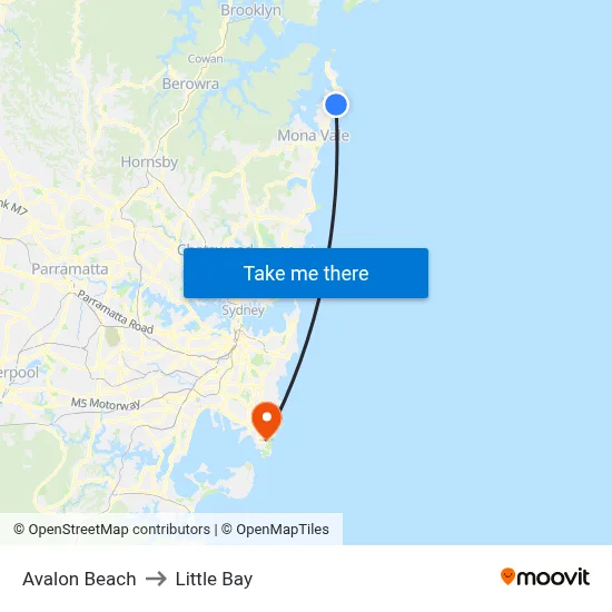 Avalon Beach to Little Bay map