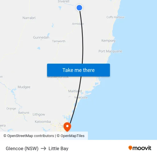 Glencoe (NSW) to Little Bay map