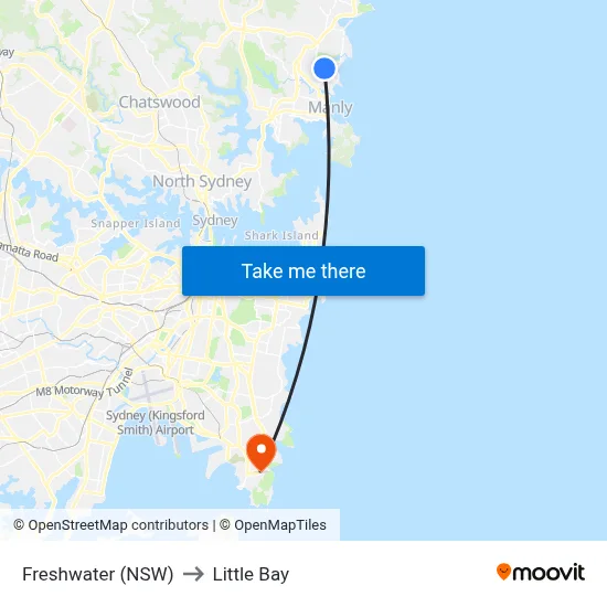 Freshwater (NSW) to Little Bay map