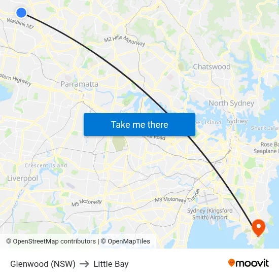 Glenwood (NSW) to Little Bay map