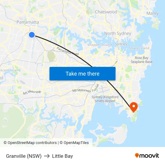 Granville (NSW) to Little Bay map