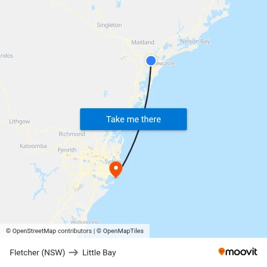 Fletcher (NSW) to Little Bay map