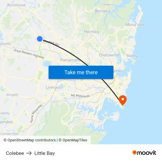 Colebee to Little Bay map
