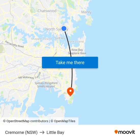 Cremorne (NSW) to Little Bay map