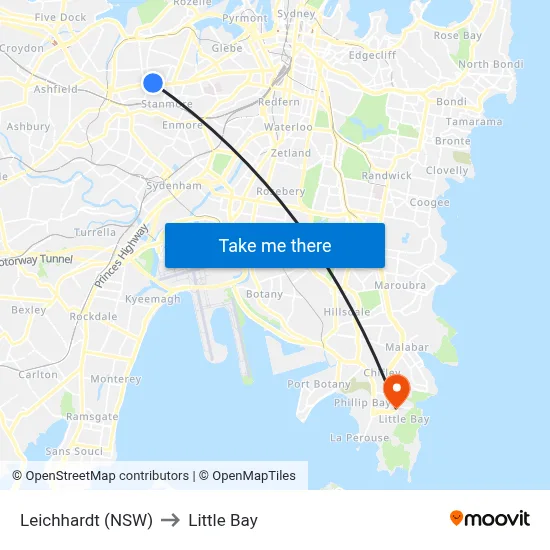 Leichhardt (NSW) to Little Bay map