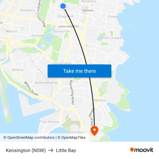 Kensington (NSW) to Little Bay map