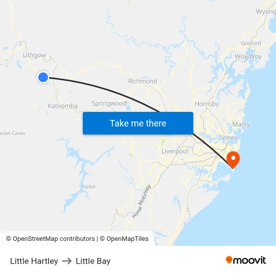 Little Hartley to Little Bay map