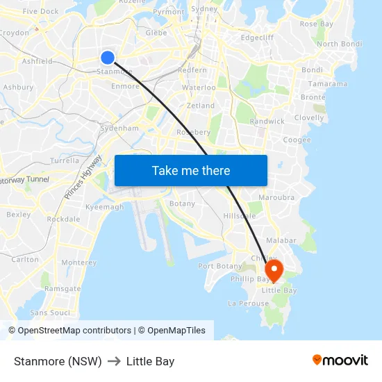 Stanmore (NSW) to Little Bay map