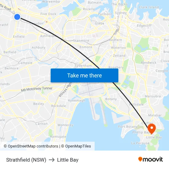 Strathfield (NSW) to Little Bay map