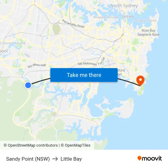 Sandy Point (NSW) to Little Bay map
