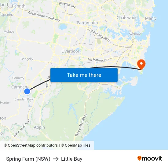 Spring Farm (NSW) to Little Bay map