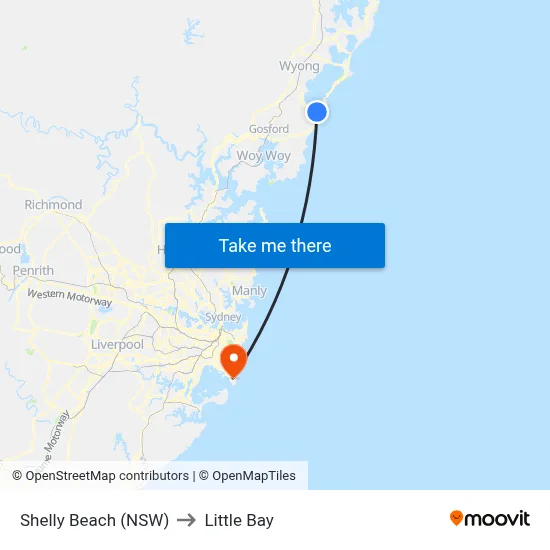 Shelly Beach (NSW) to Little Bay map