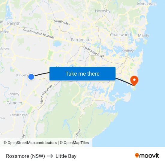 Rossmore (NSW) to Little Bay map