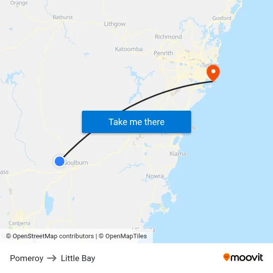 Pomeroy to Little Bay map
