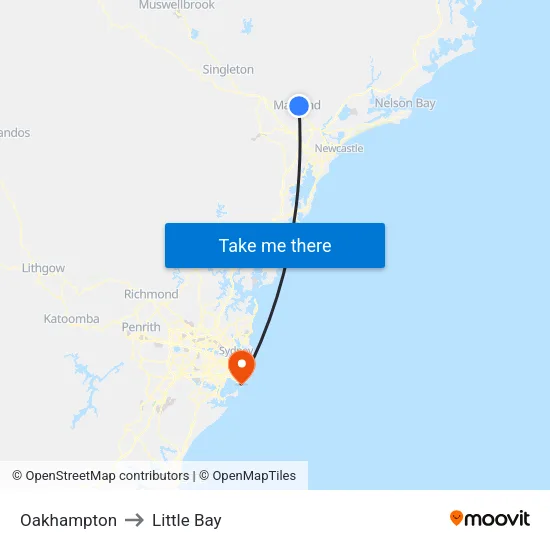 Oakhampton to Little Bay map