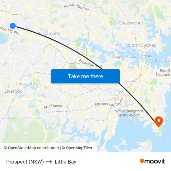 Prospect (NSW) to Little Bay map