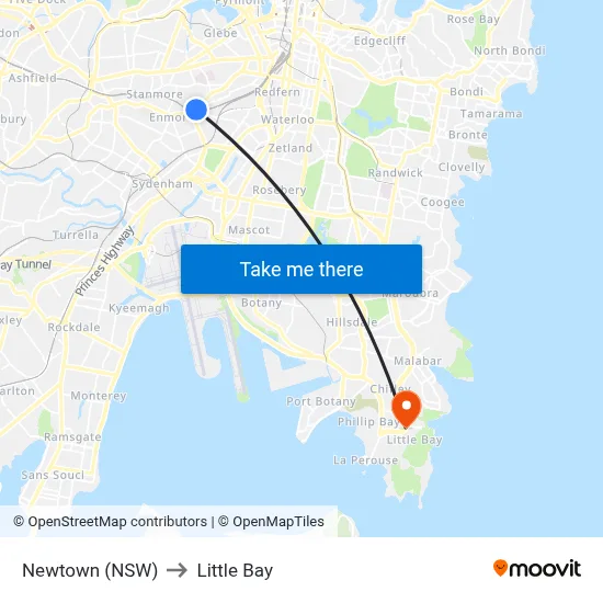 Newtown (NSW) to Little Bay map