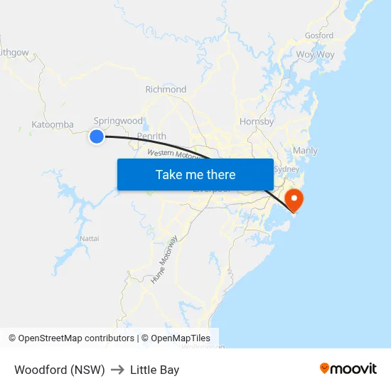 Woodford (NSW) to Little Bay map