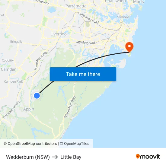 Wedderburn (NSW) to Little Bay map